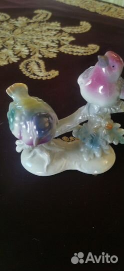 Птички на ветке. Фарфор. Винтаж. ГДР