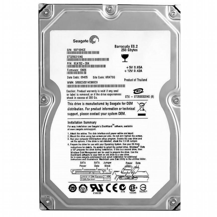 [ST3250310NS] Жесткий Диск Seagate 250gb Sata2 3,5 St3250310ns
