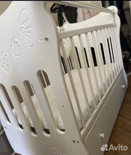 Детская кровать с ящиком и матрац