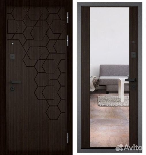 Дверь входная металлическая с зеркалом