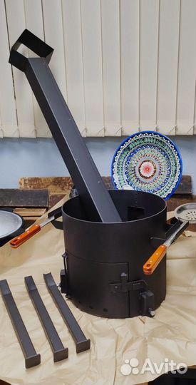 Казан печь с трубой