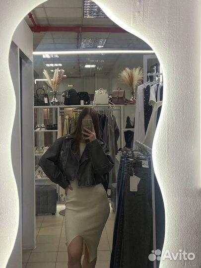 Кожаная куртка косуха женская