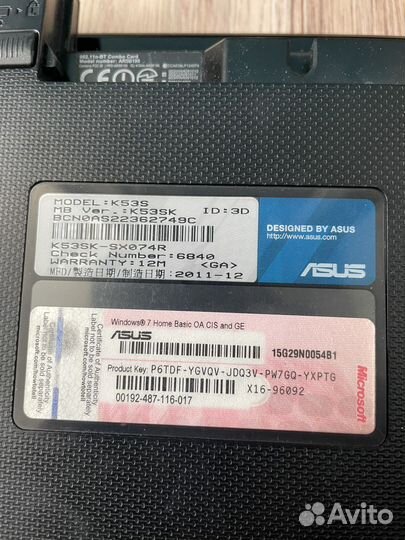 Asus k53sk разбор/запчасти