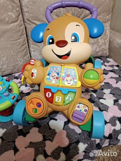 Каталка щенок fisher price, интерактивный руль