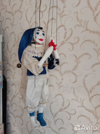 Кукла коллекционная клоун - арлекин марионетка