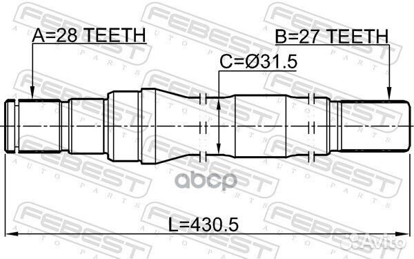 Полуось правая KIA sportage 15- 27x430x28 1212