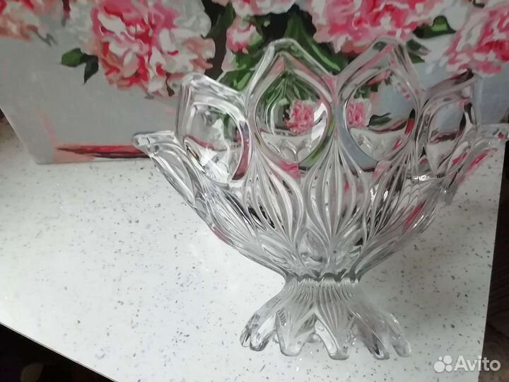 Ваза для фруктов, конфет, богемское стекло