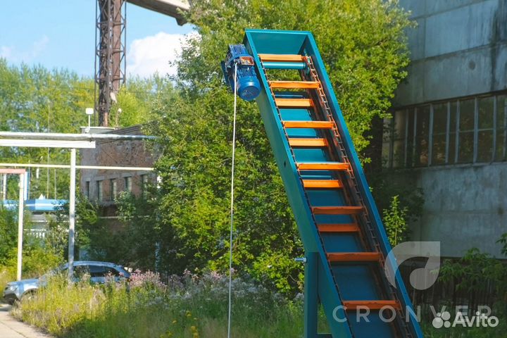 Скребковый транспортер L-образный двухцепной