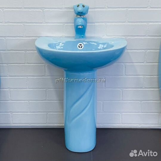 Comforty Комплект детский (голубой): раковина 0991B с донным клапаном DK-02L + пьедестал P0991B + см