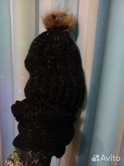 Зимний комплект шапка и снуд женский