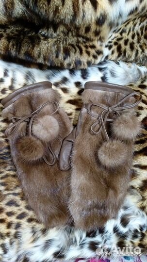 Варежки из натурального меха норки