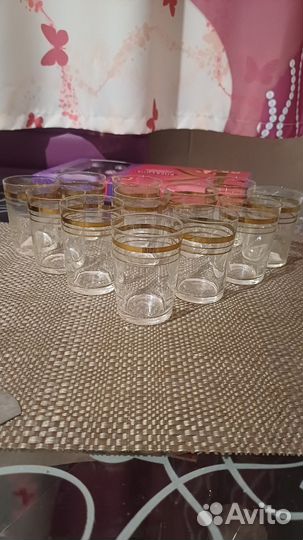 Продаю стопки стекло с золотыми полоскамии