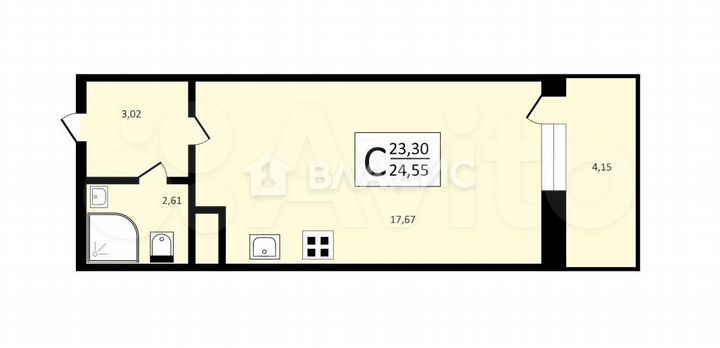 Квартира-студия, 25 м², 13/13 эт.
