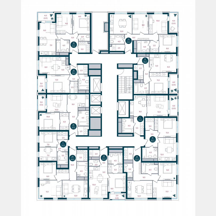 3-к. квартира, 51 м², 4/32 эт.
