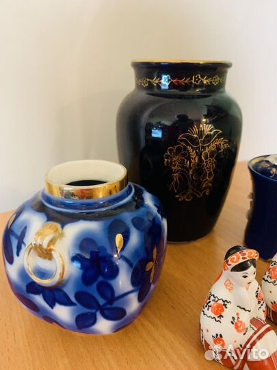 Вазы лфз Синие цветы Кобальт