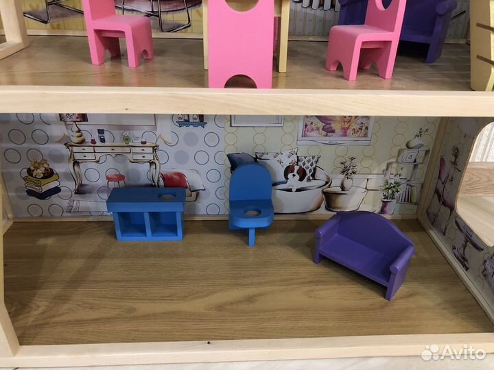 Деревянный кукольный домик с мебелью SunnyWoods