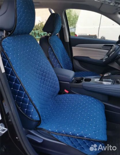 Накидки на сидения на весь салон велюр синий