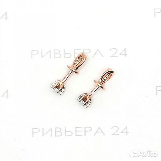 Золотые серьги пусеты с фианитами 585 пробы 0,97 грамм