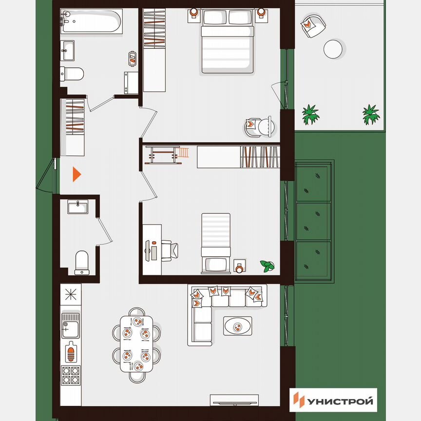 2-к. квартира, 65,6 м², 1/5 эт.