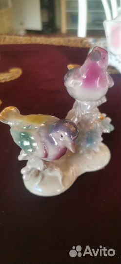 Птички на ветке. Фарфор. Винтаж. ГДР