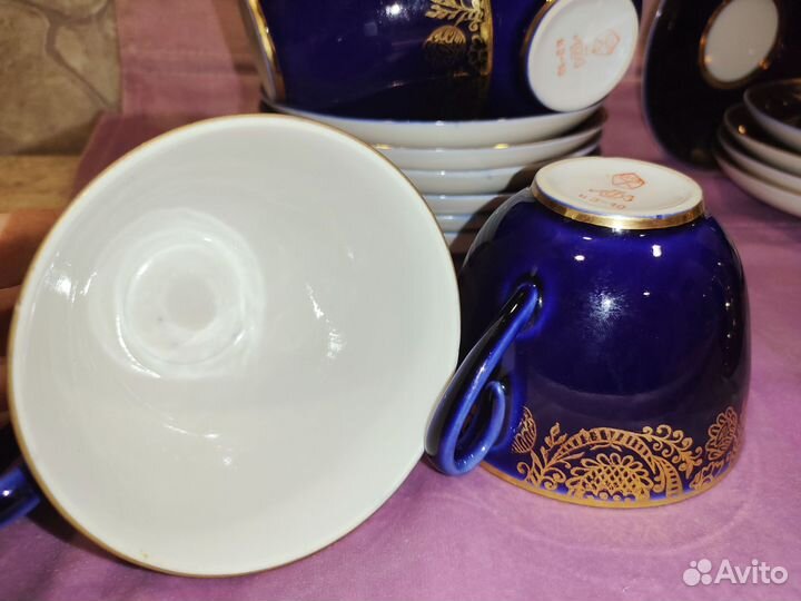 Чайный сервиз лфз кобальтовый новый