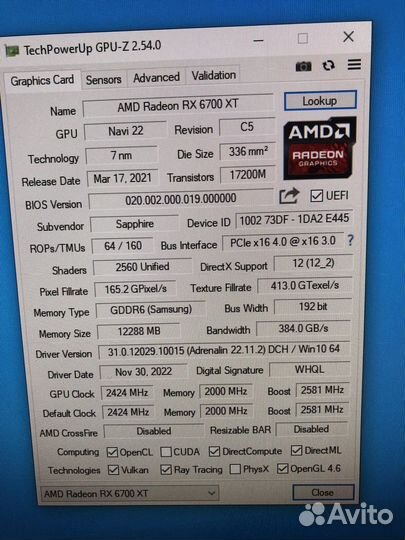 AMD Radeon RX6700xt Sapphire Pulse gaming 12Gb