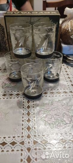 Хрустальные стаканы с мельхиором СССР