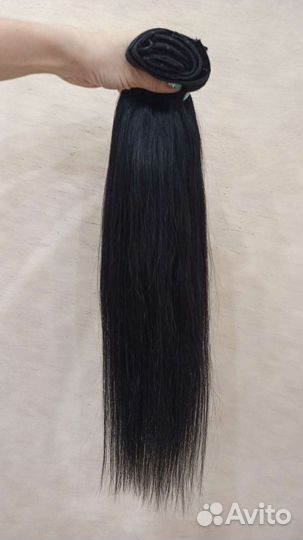 Волосы на заколках черные натуральные 55-60 новые