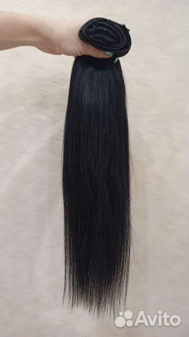 Волосы на заколках черные натуральные 55-60 новые