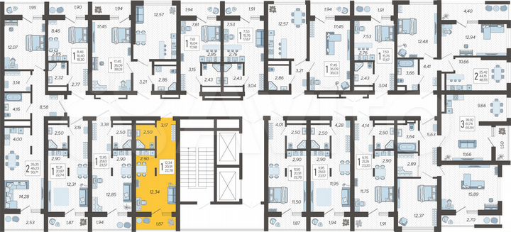 Квартира-студия, 22,8 м², 16/19 эт.