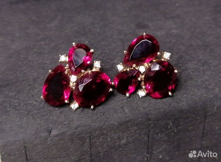 Серьги серебро 925 с гранатом