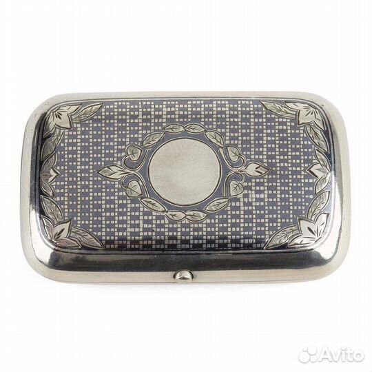 Серебряный портсигар 84 пробы - Тройка лошадей