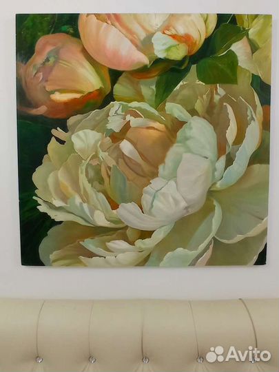 Картина маслом пионы