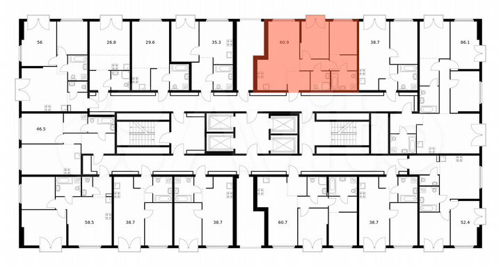 2-к. квартира, 60,9 м², 2/32 эт.