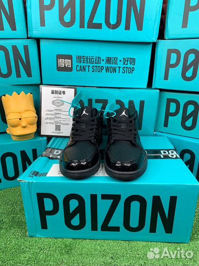 Nike Air Jordan 1 Low Black Croc Оригинал Poizon