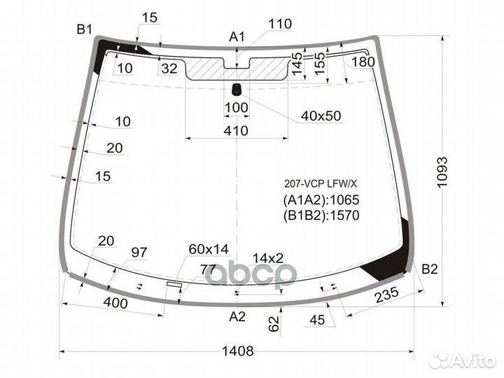 Стекло лобовое peugeot 207 3/5D HBK 06-12 207-V