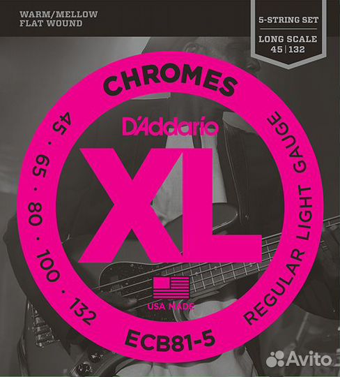 Струны для Бас 45-132 D'Addario ECB81-5 Chromes
