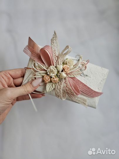 Свадебный конверт для денег ручной работы 8*16 см