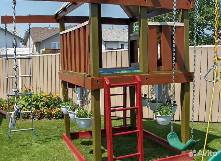 Детский игровой деревянный домик № 5 для дачи