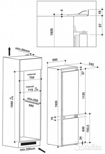Встраиваемый холодильник Whirlpool SP40 802 EU