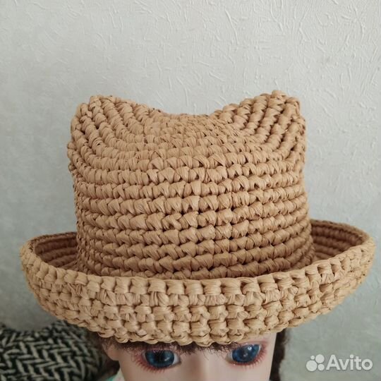 Шляпка из рафии для пупса Горди