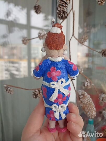 Ватные елочные игрушки ручной работы