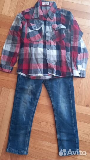 Джинсы, брюки, костюм, рубашки на 5-6 лет
