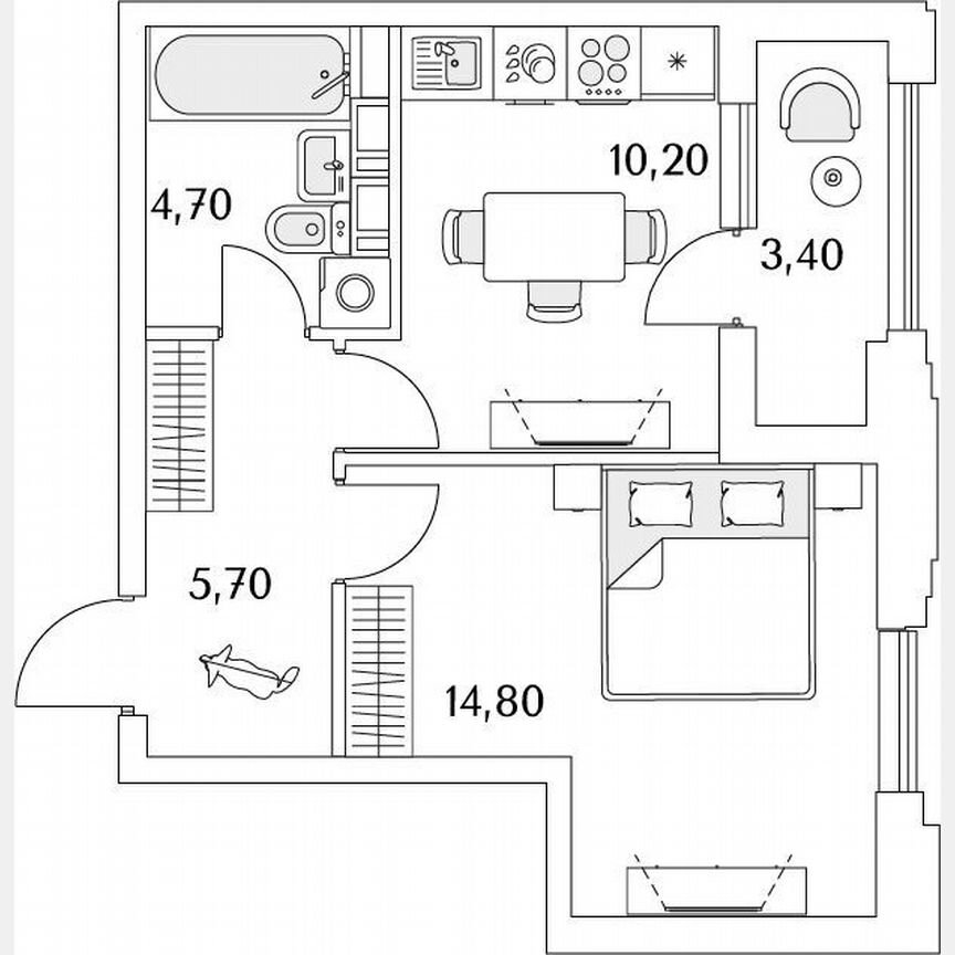1-к. квартира, 26,5 м², 10/13 эт.