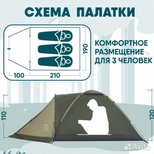 Палатка 3х местная с тамбуром