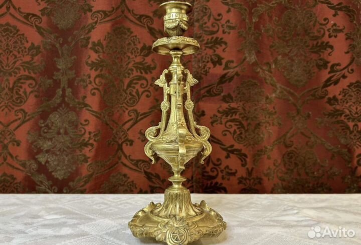 Антикварный подсвечник в золочении Царская Россия