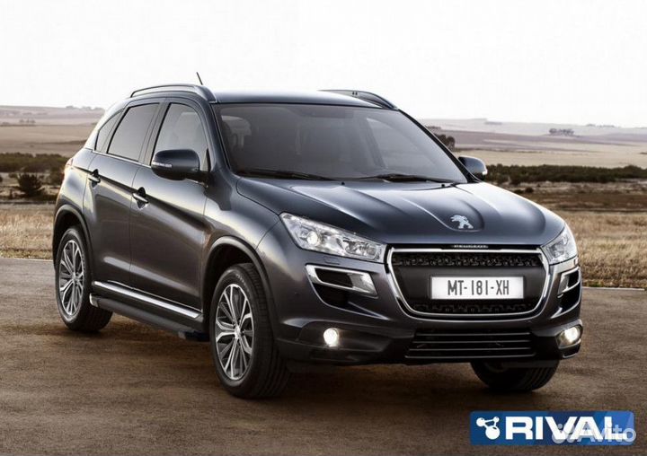 Пороги-подножки Peugeot 4008 2012. Black