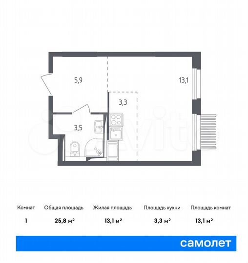 Квартира-студия, 25,8 м², 14/17 эт.