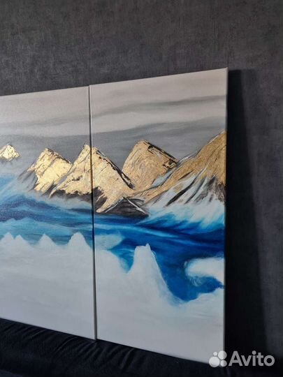 Картина триптих Горы поталь акрил