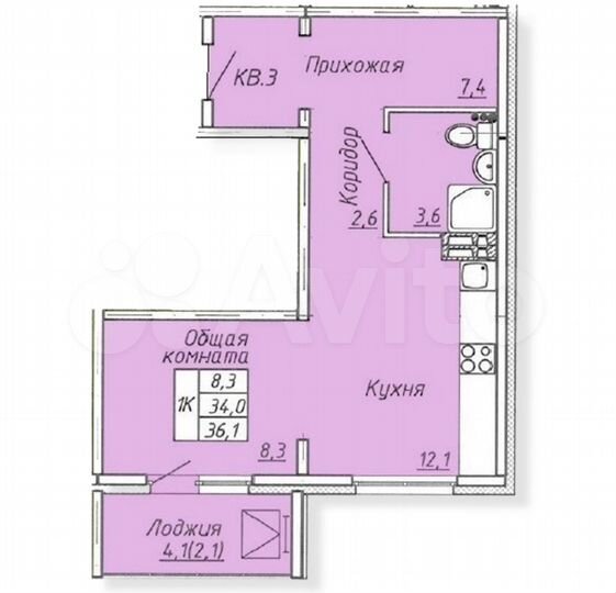 1-к. квартира, 36 м², 4/10 эт.